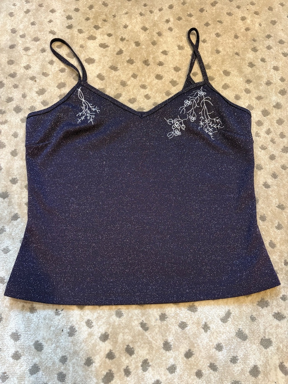 Express Y2K vintage purple metallic embroidered tank cami size large